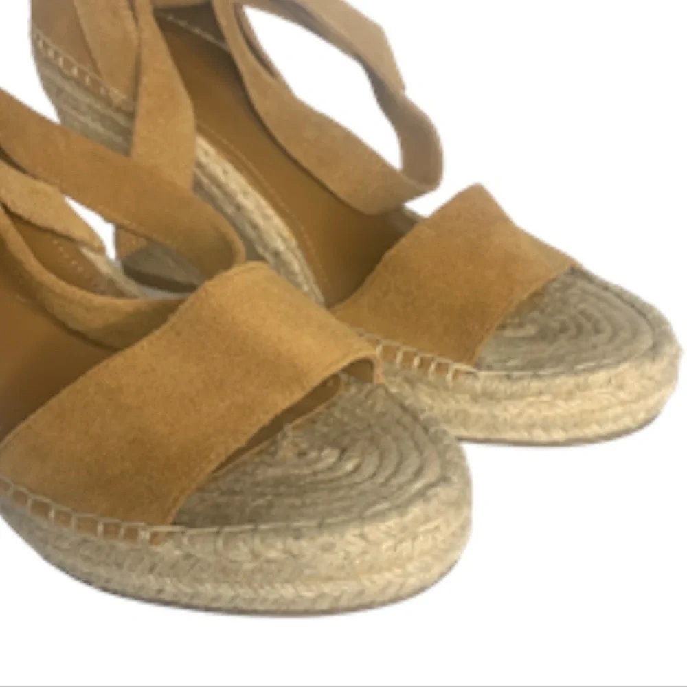 Marc Fisher Espadrilles 9.5  Kaee Wedge Suede Strappy Cruise Vacation Resort